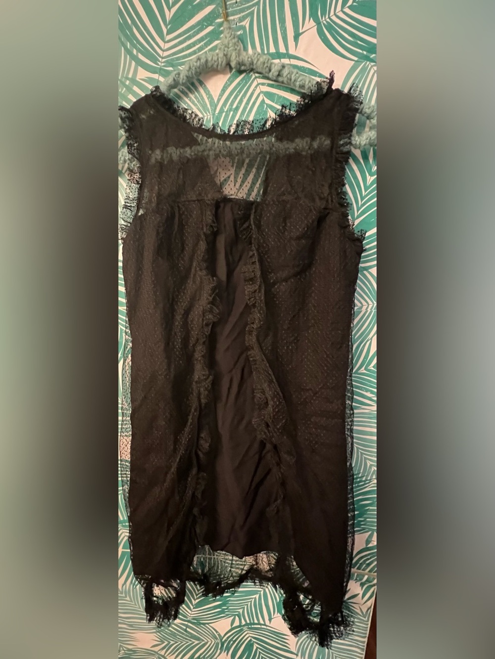 Vintage Gay Gibson Black Sheer Lace Overlay mini Dress scalloped polka dot